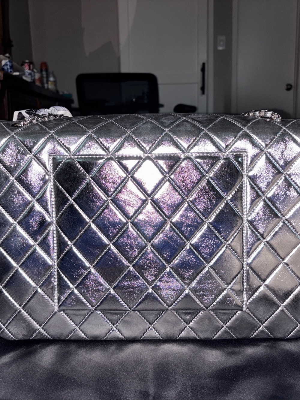 XL Metallic Quilted Shoulder Bag
